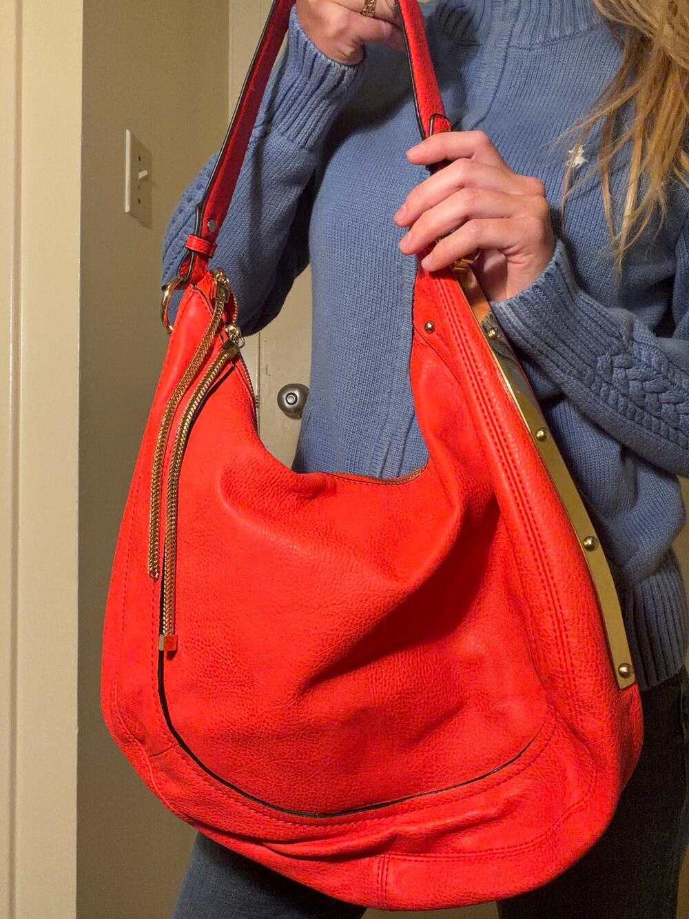 ALDO Red Hobo Shoulder Bag Gold Hardware Slouchy Y2K Oversized Purse